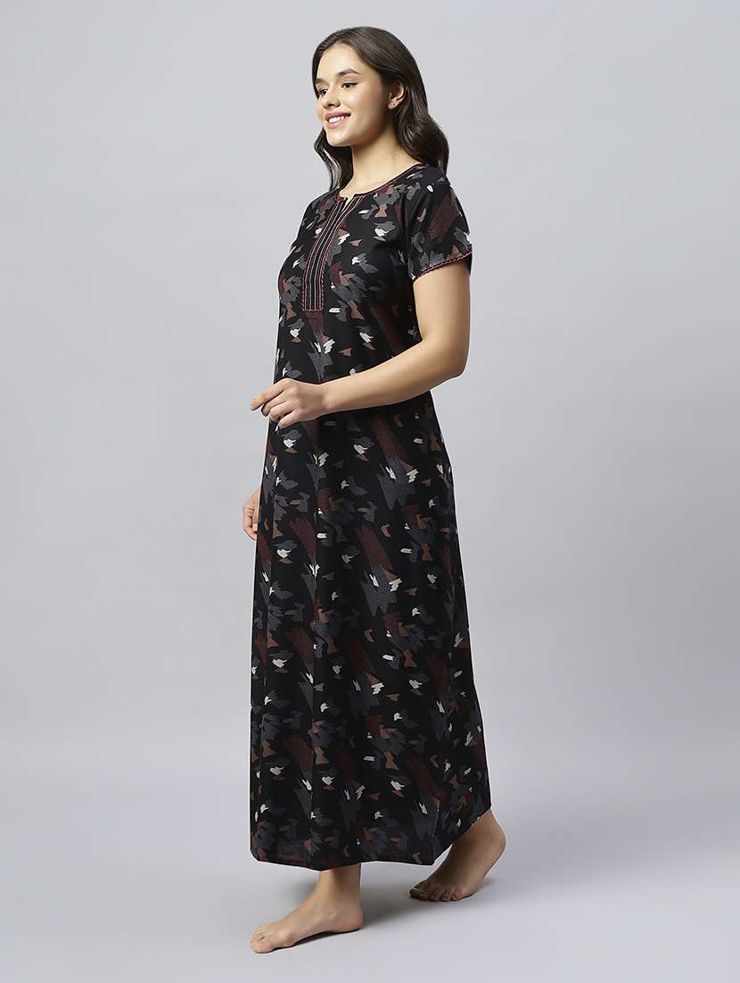 women printed short sleeve nighty - 20742774 -  Standard Image - 2
