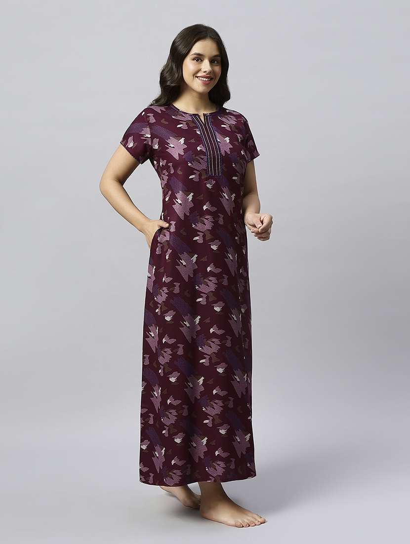 women printed short sleeve nighty - 20742775 -  Standard Image - 2