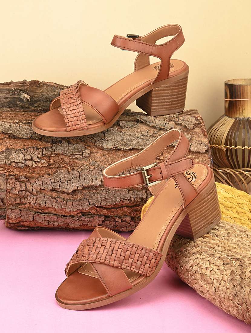 hosis brand brown t-strap sandal