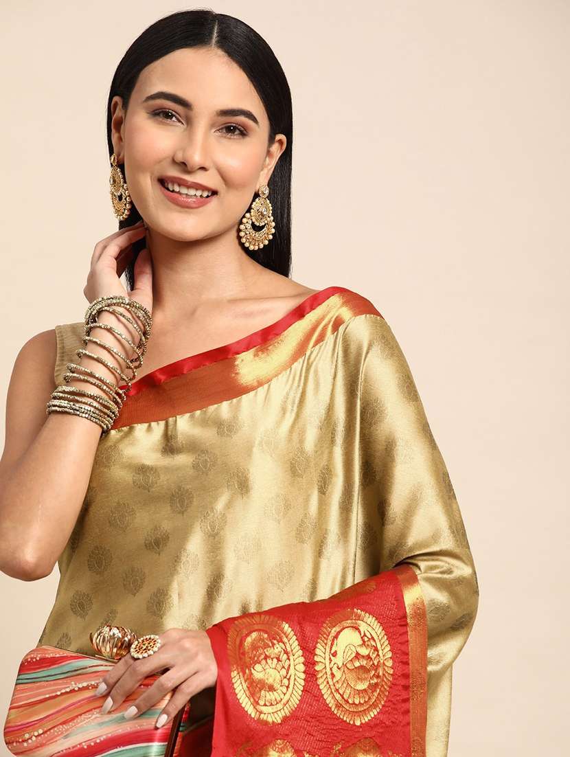 women beige banarasi saree with blouse - 20754282 - Standard Image - 2