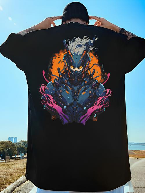 men black oversized front & back print t-shirt - 20754357 -  Standard Image - 0