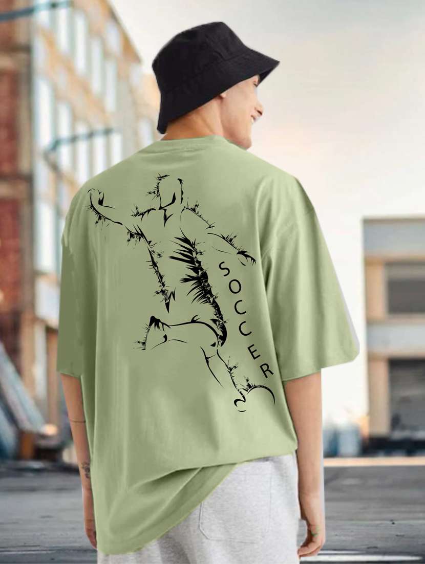 men neo mint loose fit front and back print t-shirt