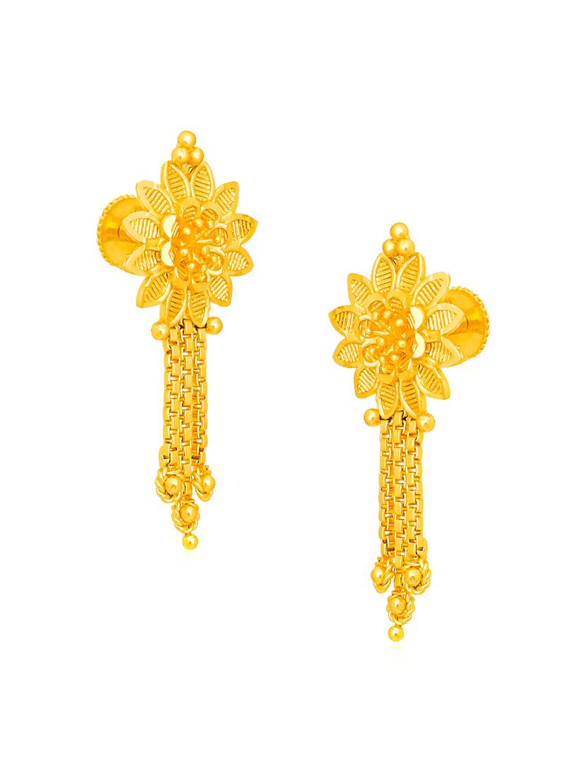 gold plated metal drop earring - 20754615 - Standard Image - 2