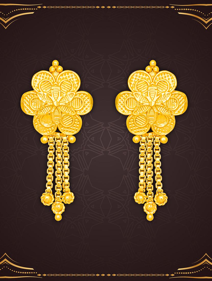 gold plated metal drop earring - 20754617 - Zoom Image - 0