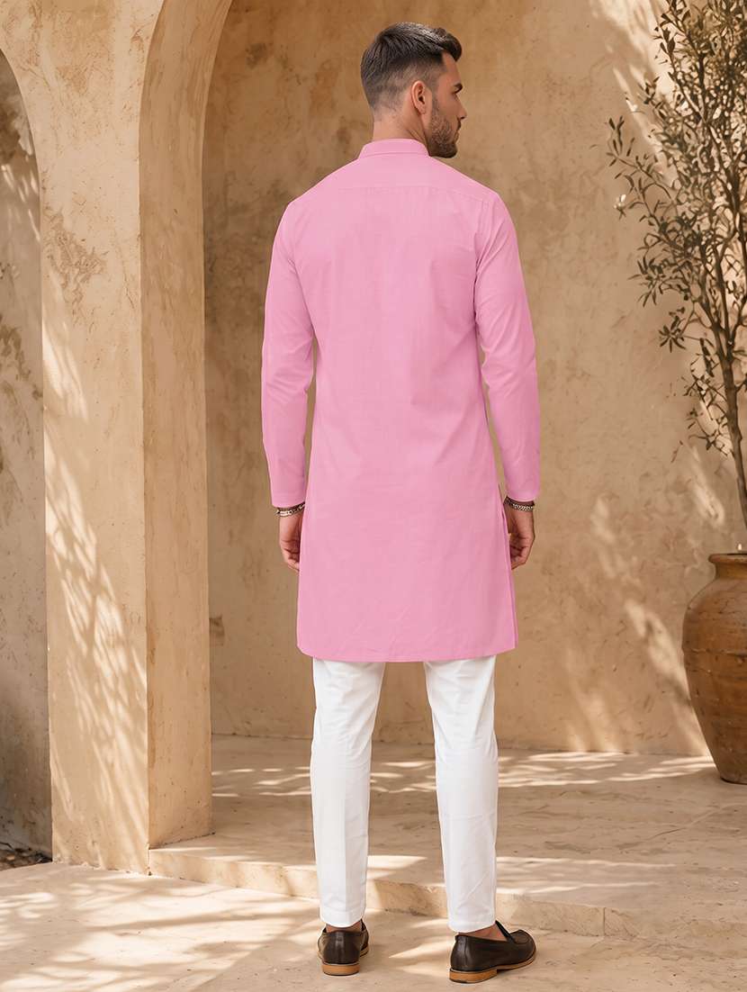 Men Solid Mandarin Neck Kurta Pyjama Set - 20754632 -  Standard Image - 2