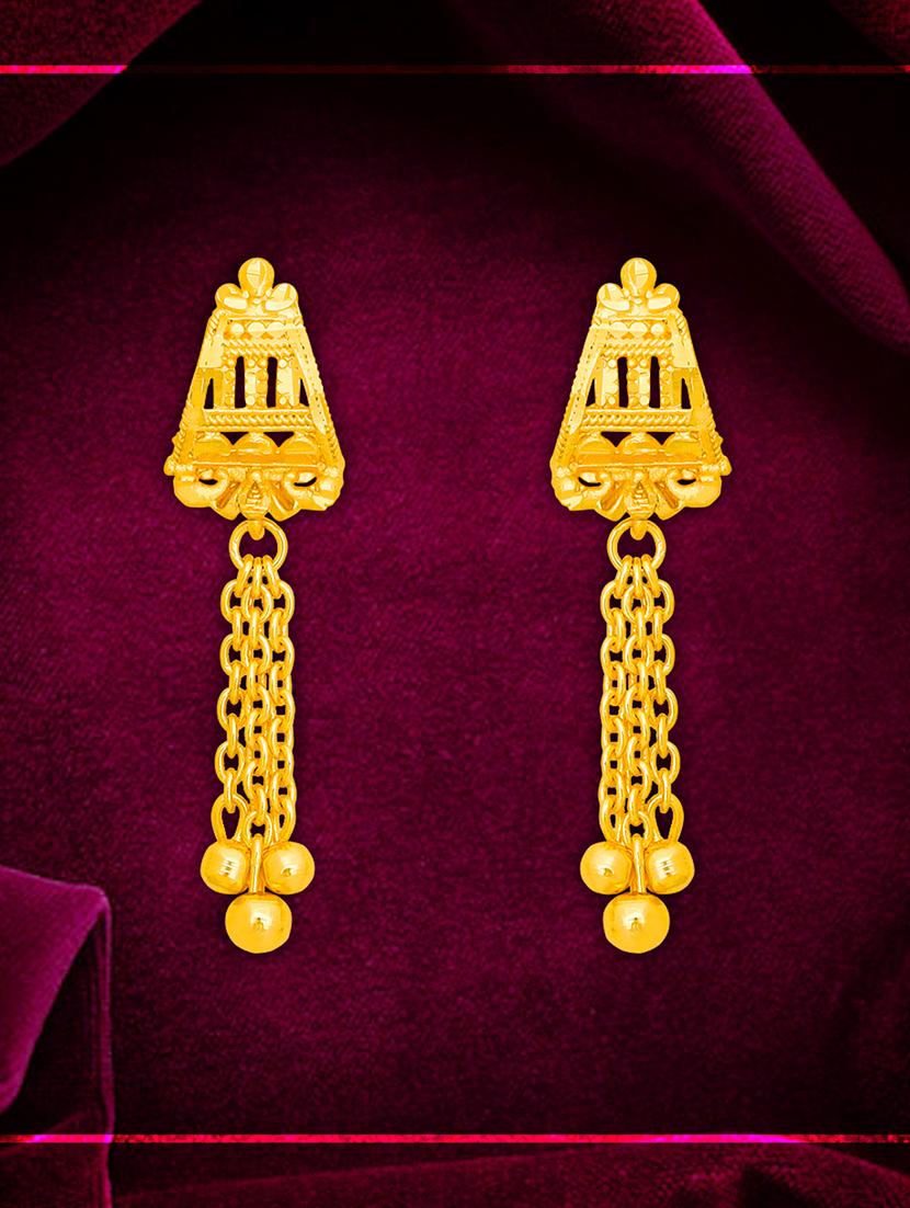 gold plated metal drop earring - 20754644 - Zoom Image - 0