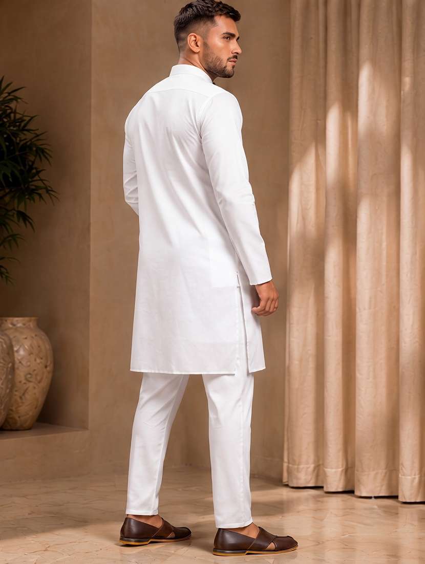 men pack of 2 solid mandarin neck kurta - 20754776 -  Standard Image - 2