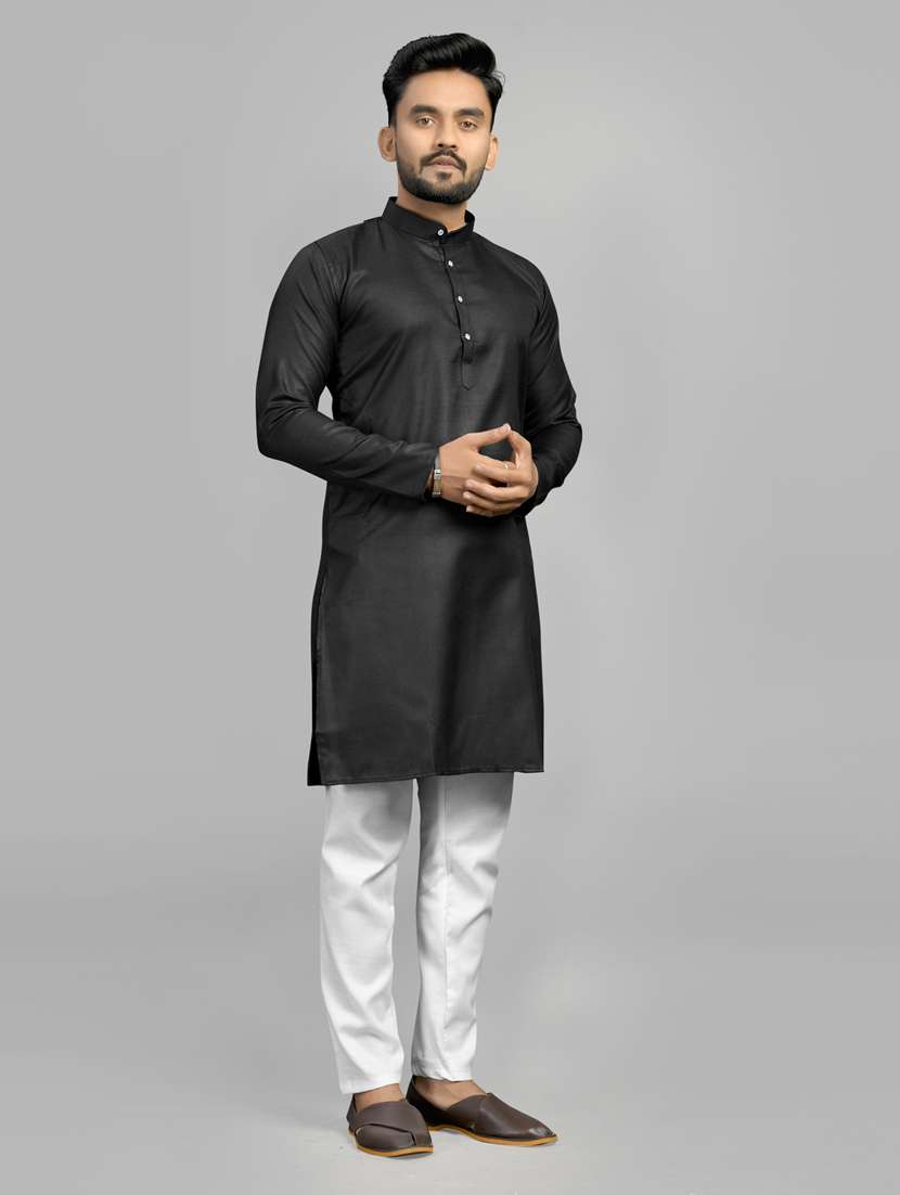 men pack of 2 solid mandarin neck kurta - 20754777 -  Standard Image - 2