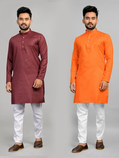 pack of 2 multi coloured solid long kurta - 20754795 - Standard Image - 0