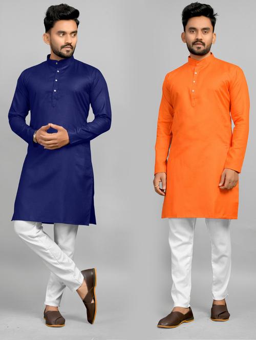 pack of 2 multi coloured solid long kurta - 20754800 - Standard Image - 0