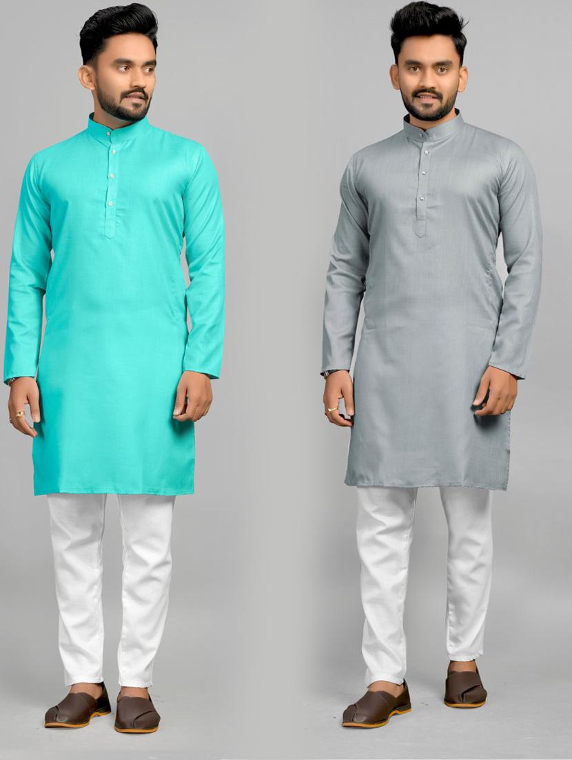 men pack of 2 solid long kurta - 20754808 -  Zoom Image - 0
