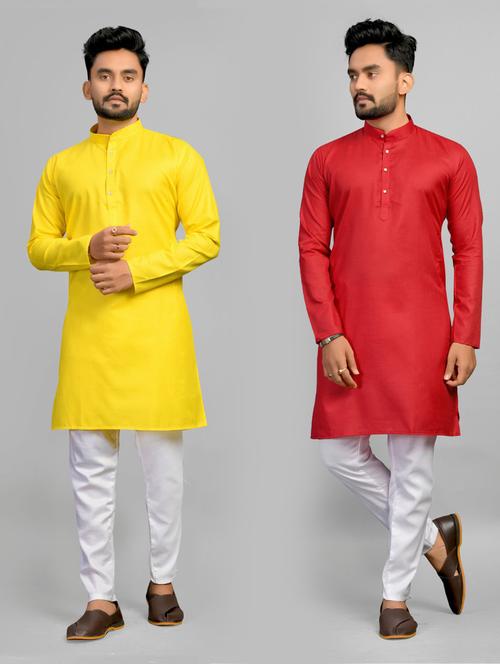 men pack of 2 solid long kurta - 20754823 - Standard Image - 0