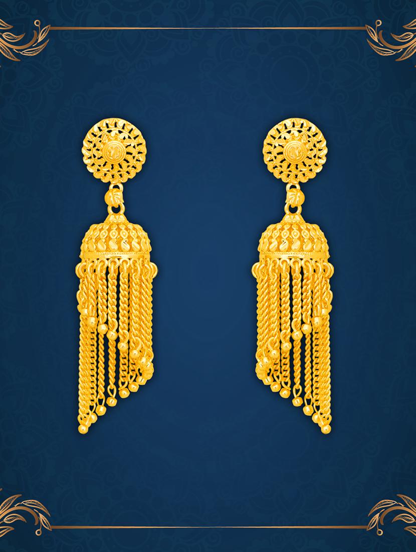 womrn gold plated jhumka earrings