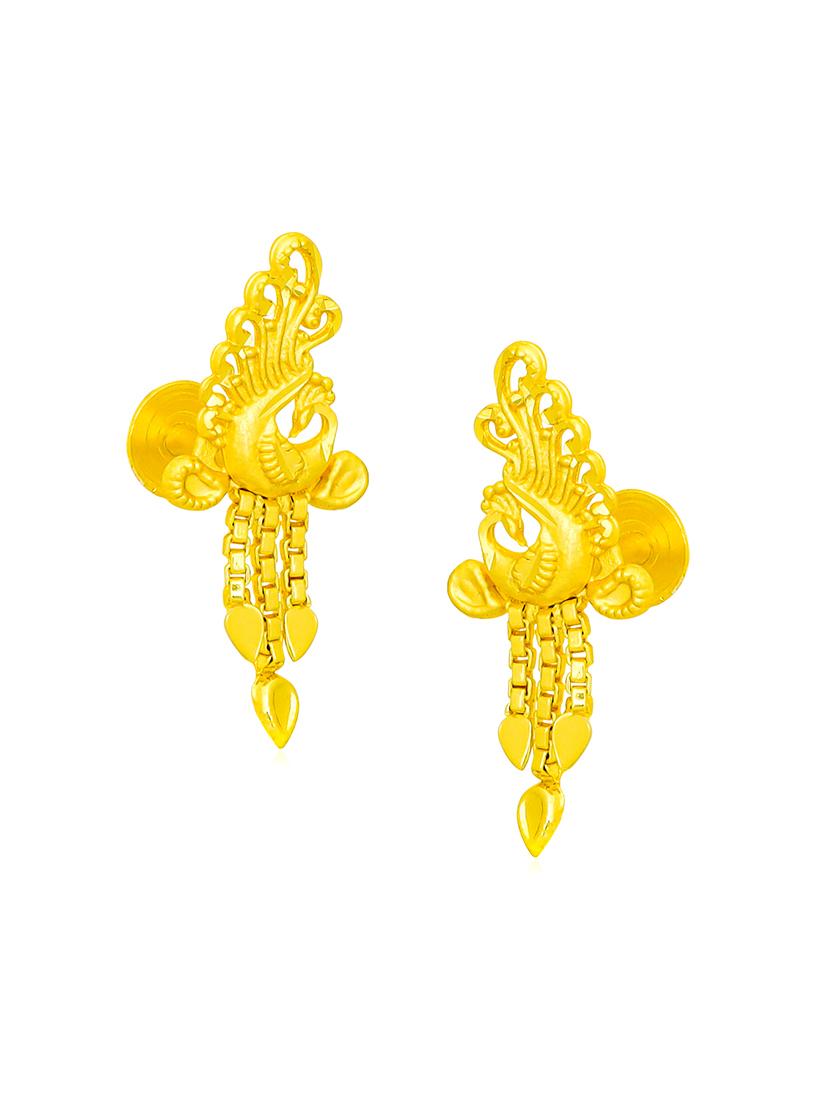 gold plated metal drop earring - 20755050 - Standard Image - 2