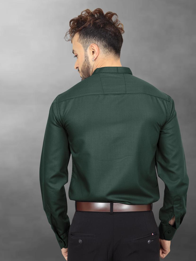 bottle green cotton casual shirt - 20755088 - Standard Image - 2