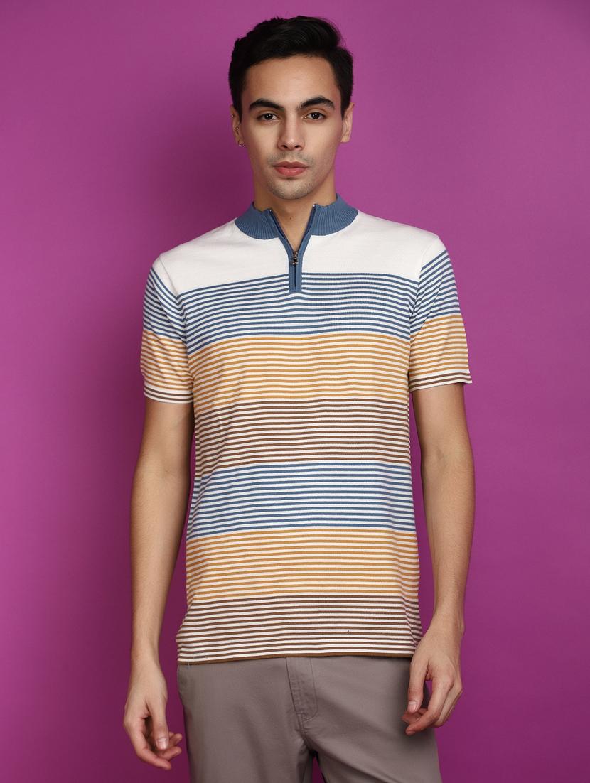 men mock neck striped t-shirt - 20755269 -  Zoom Image - 0