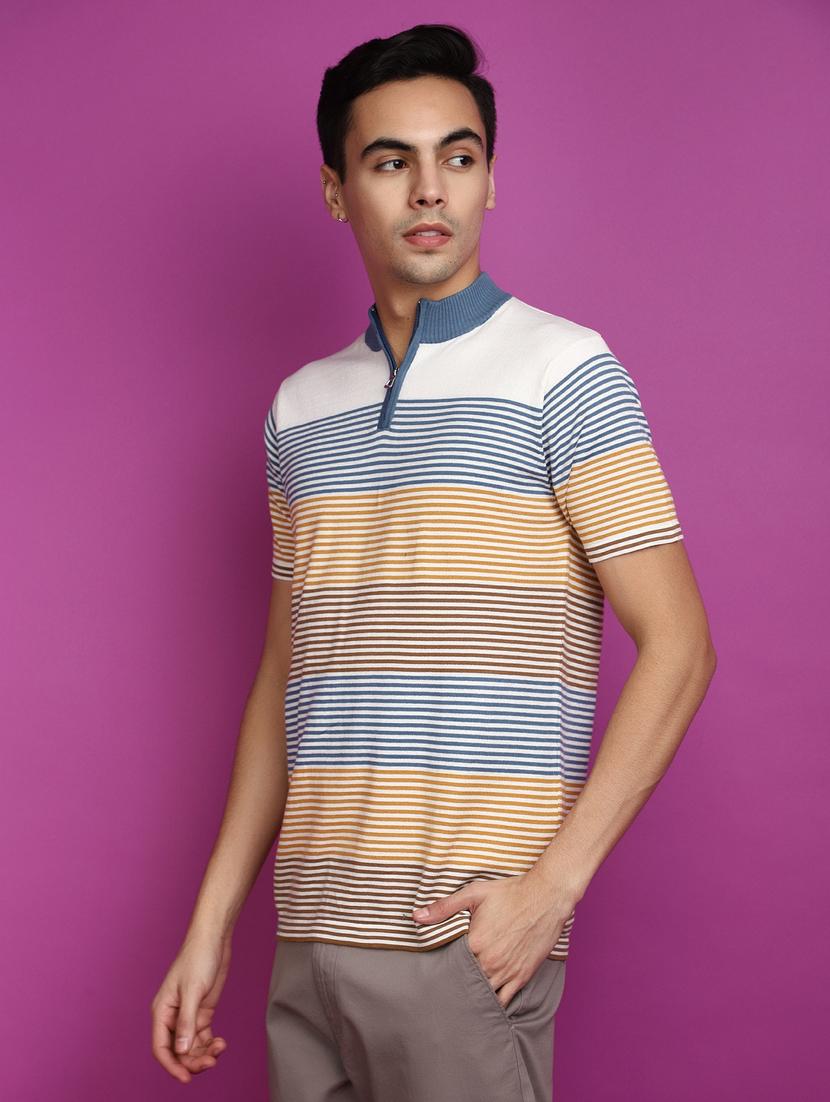 men mock neck striped t-shirt - 20755269 - Standard Image - 2
