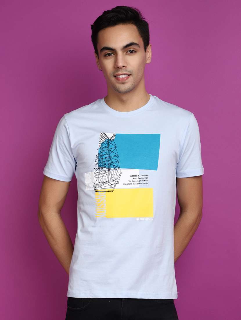men round neck front print t-shirt