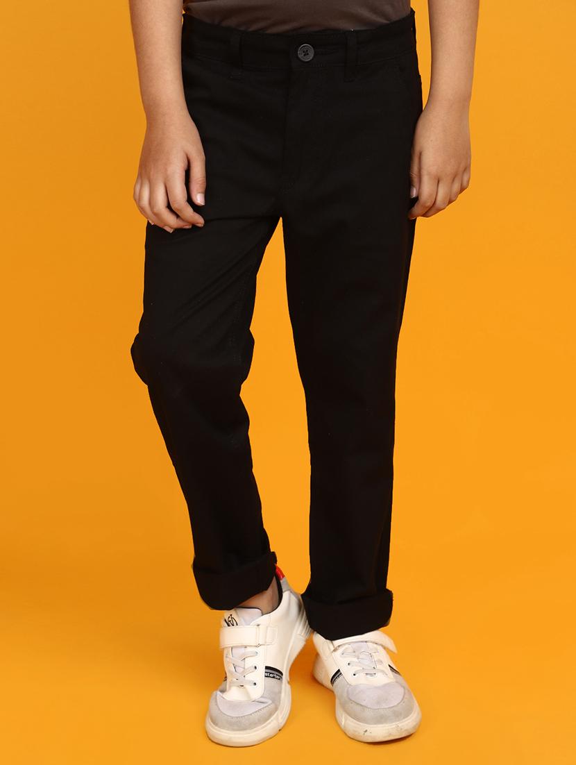 boys black solid casual chinos - 20755324 -  Zoom Image - 0