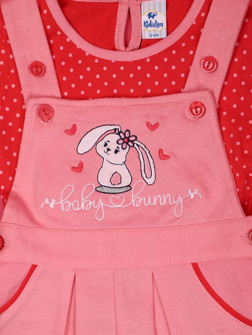 pink printed detailed top & dungaree set - 20755458 -  Standard Image - 2