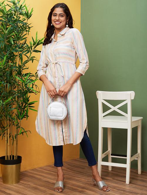 multicolored stripes straight kurta - 20755941 - Standard Image - 0