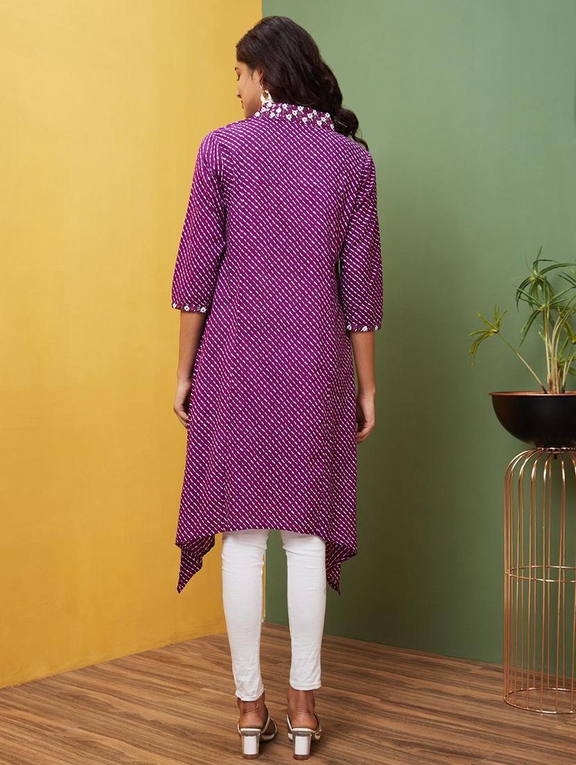 purple leheriya a-line kurta - 20755942 - Standard Image - 2