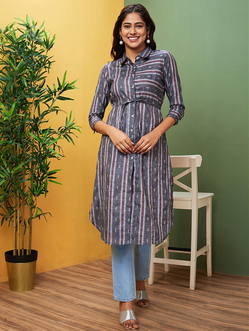 multicolored self-designed straight kurta - 20755951 -  Zoom Image - 0