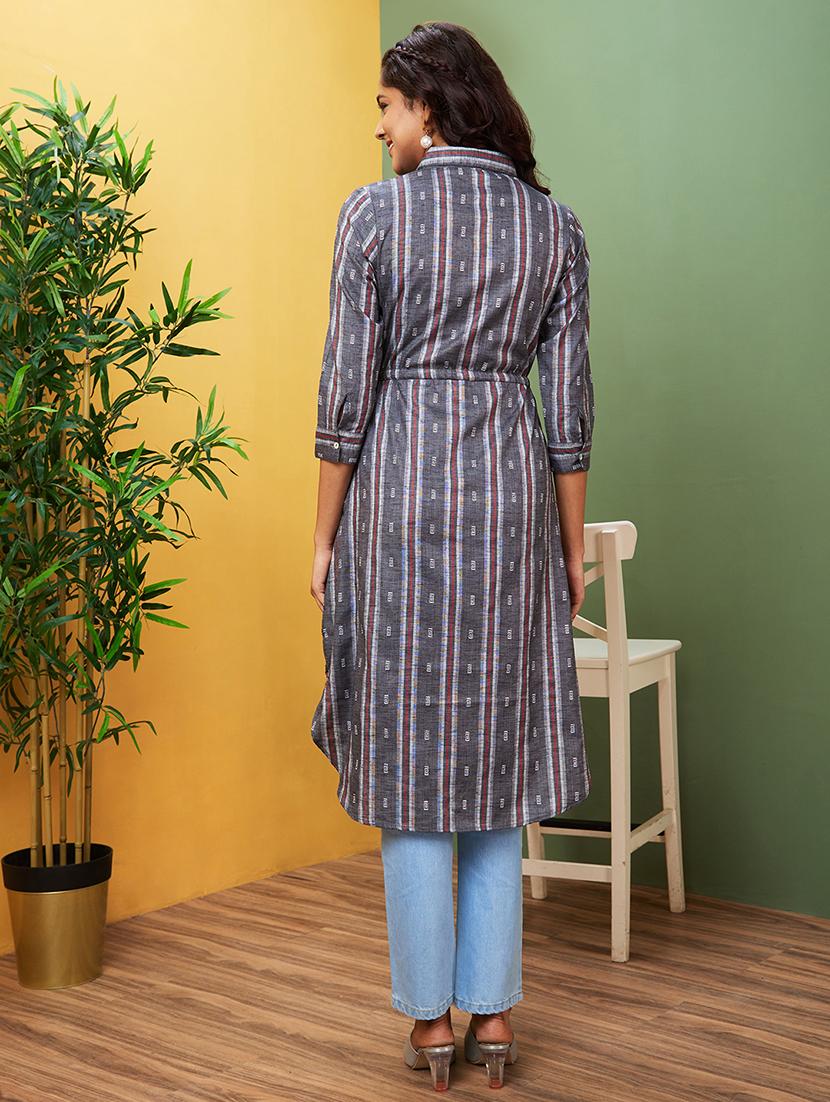 multicolored self-designed straight kurta - 20755951 - Standard Image - 2