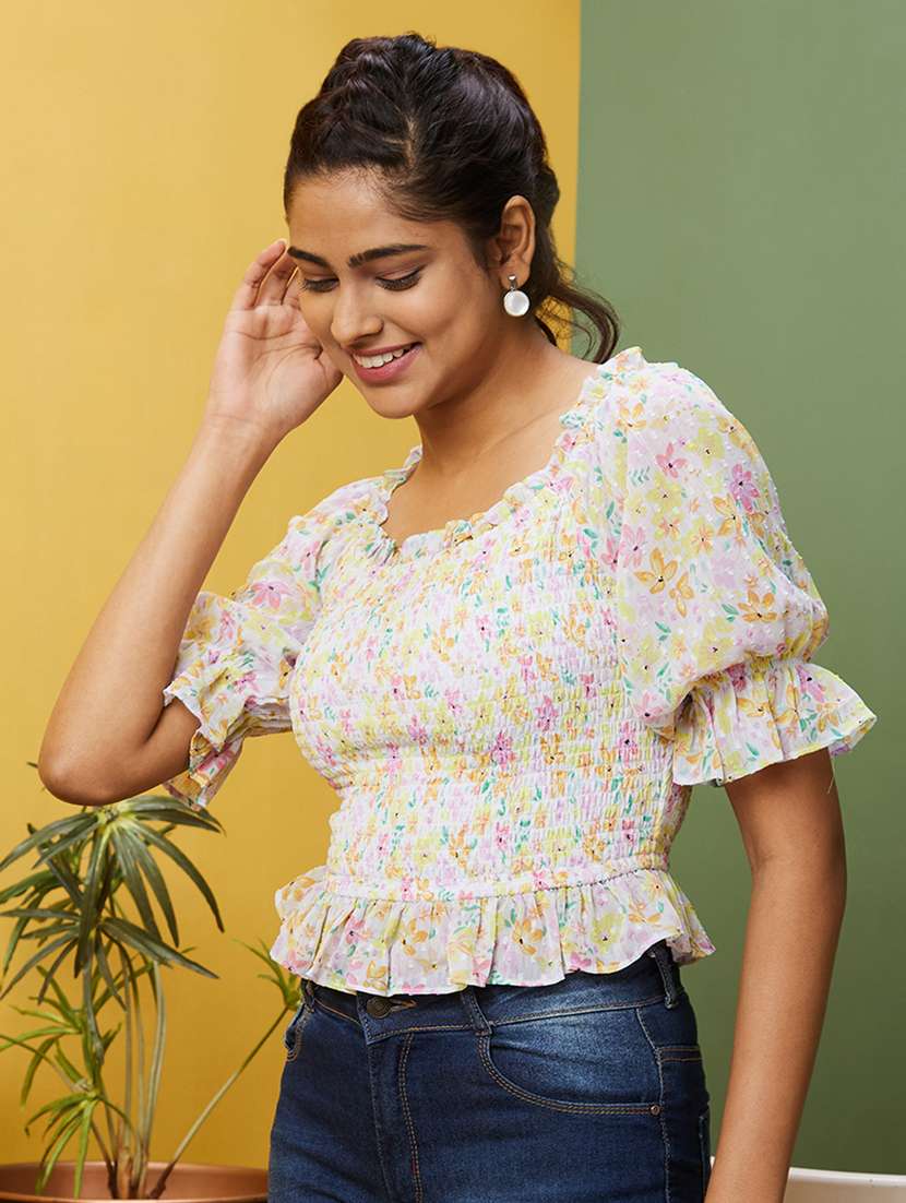 off white polyester regular top