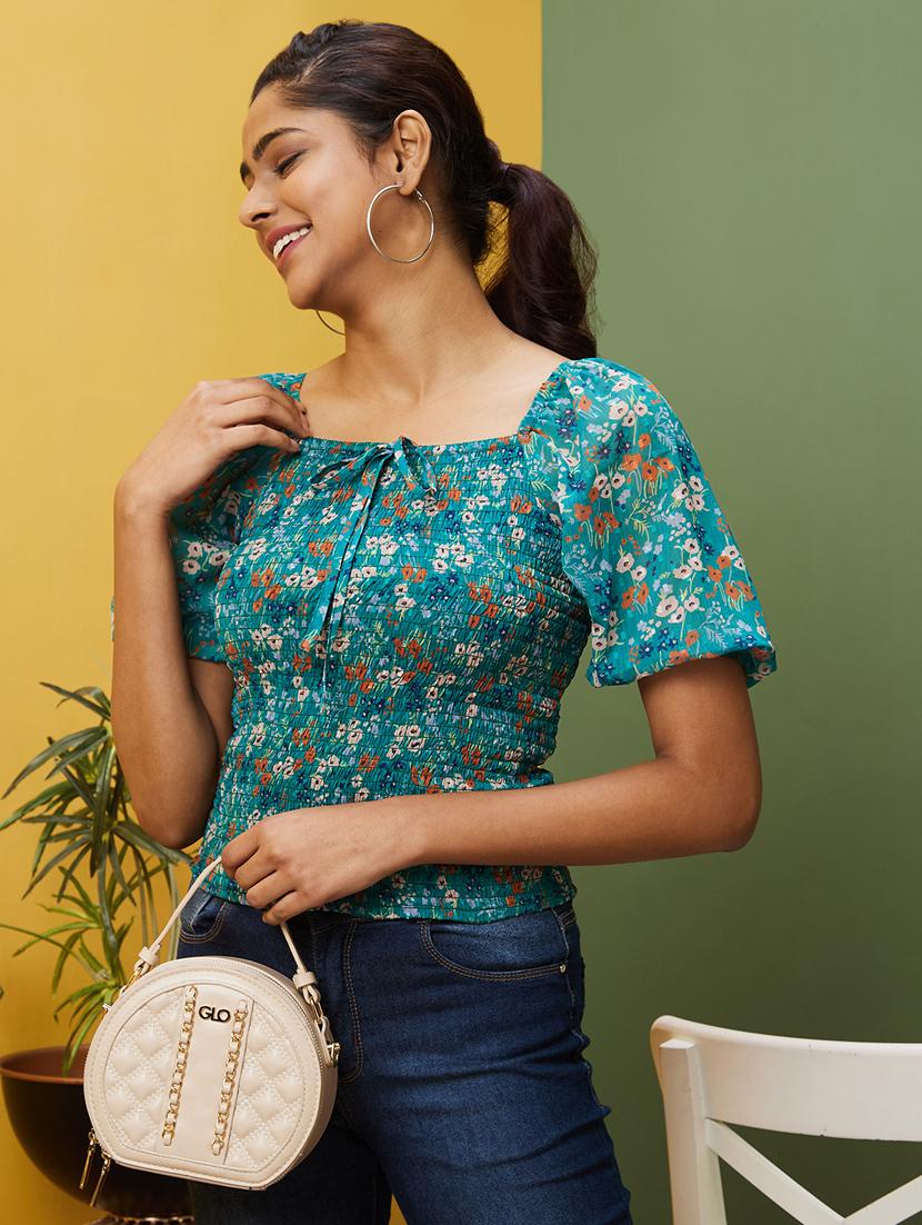 women floral print smocked detailed top - 20755974 -  Zoom Image - 0