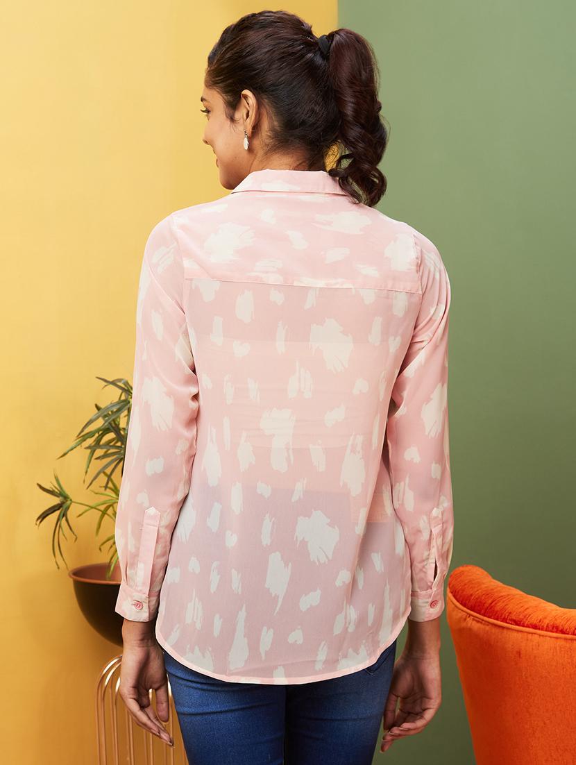 pink printed detailed buttoned shirt - 20755977 - Standard Image - 2