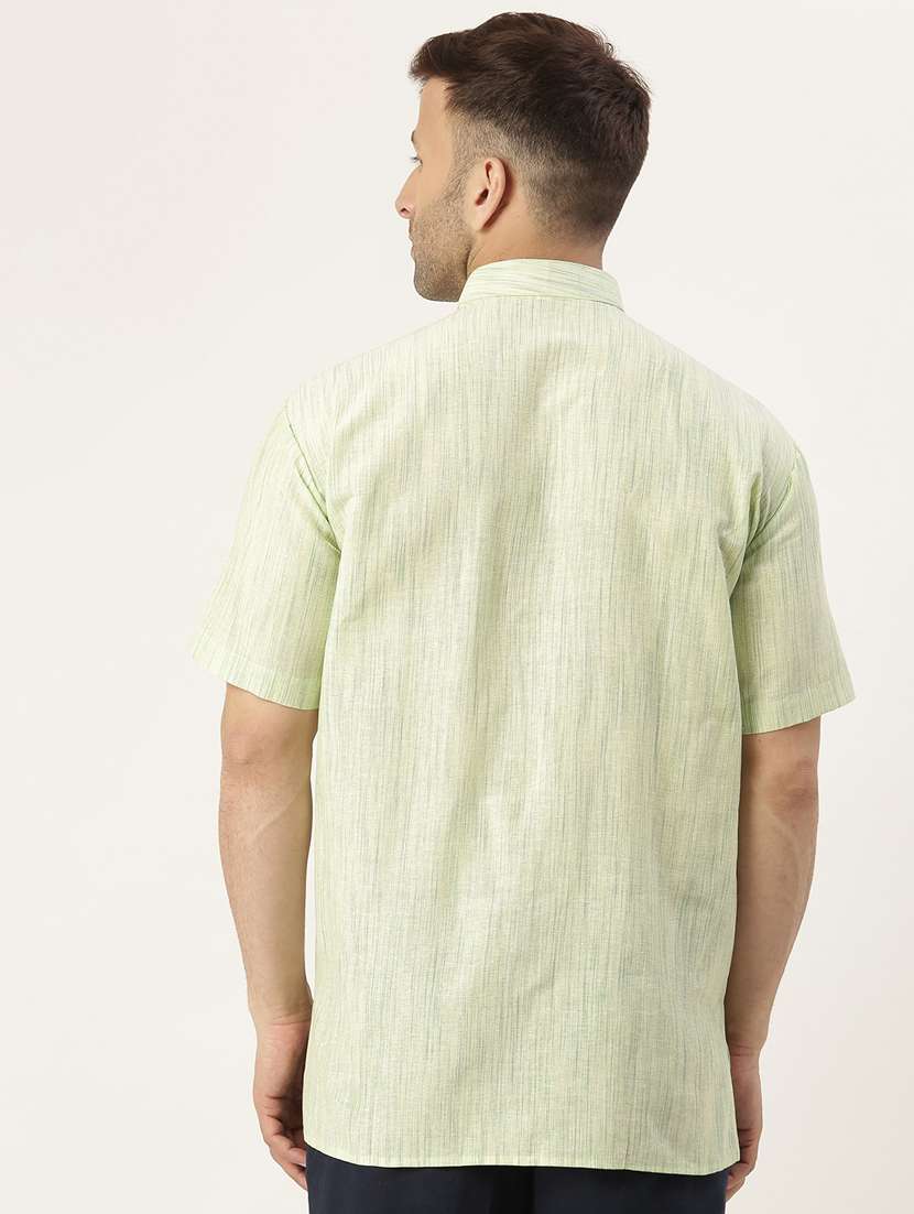 green self design mandarin collar short kurta - 20756123 - Standard Image - 2