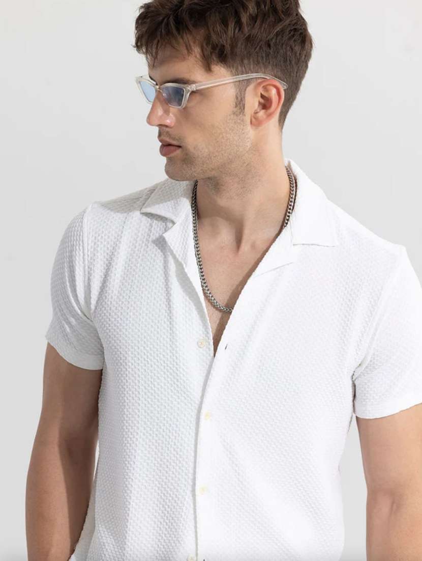 white self design casual shirt - 20756154 -  Standard Image - 2