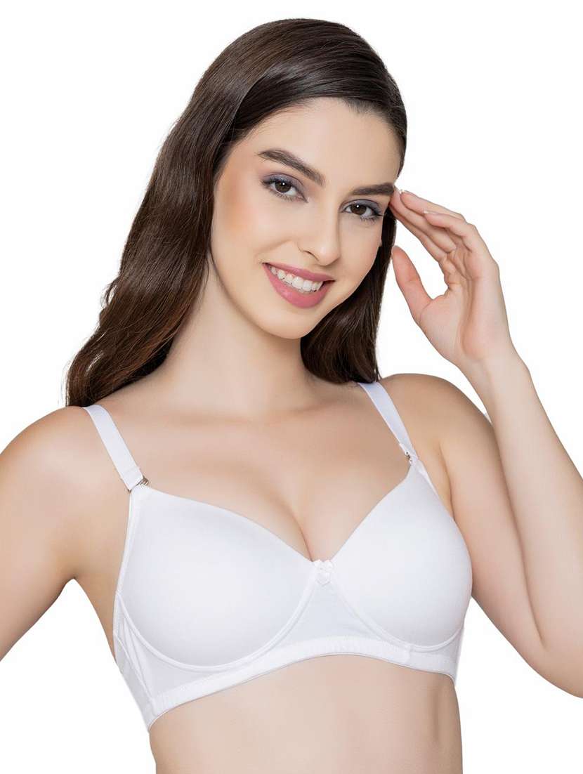 white cotton blend regular bra - 20757294 -  Standard Image - 2