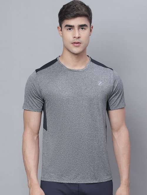 solid grey shoulder taped t-shirt - 20757326 - Standard Image - 0