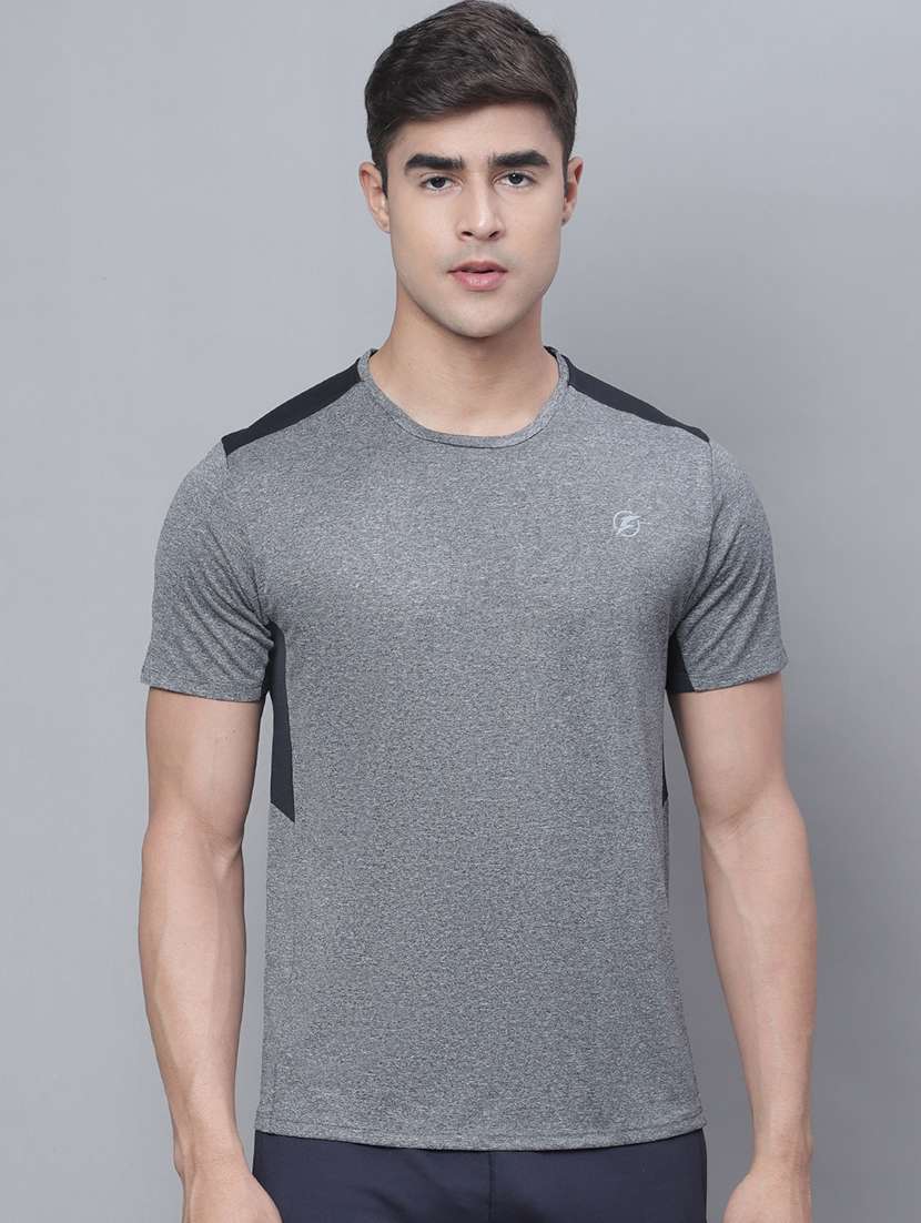 solid grey shoulder taped t-shirt - 20757326 - Zoom Image - 0