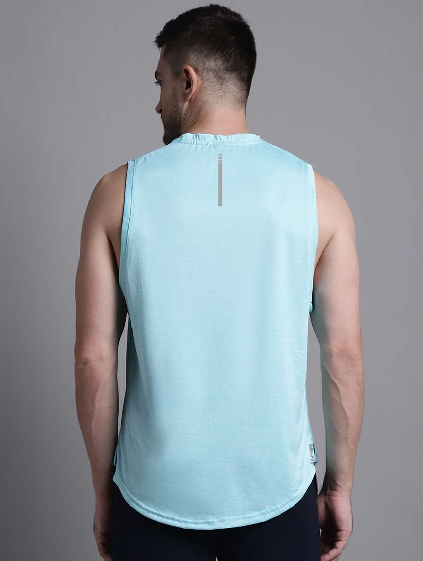 turquoise sleeveless plain t-shirt - 20757334 - Standard Image - 2