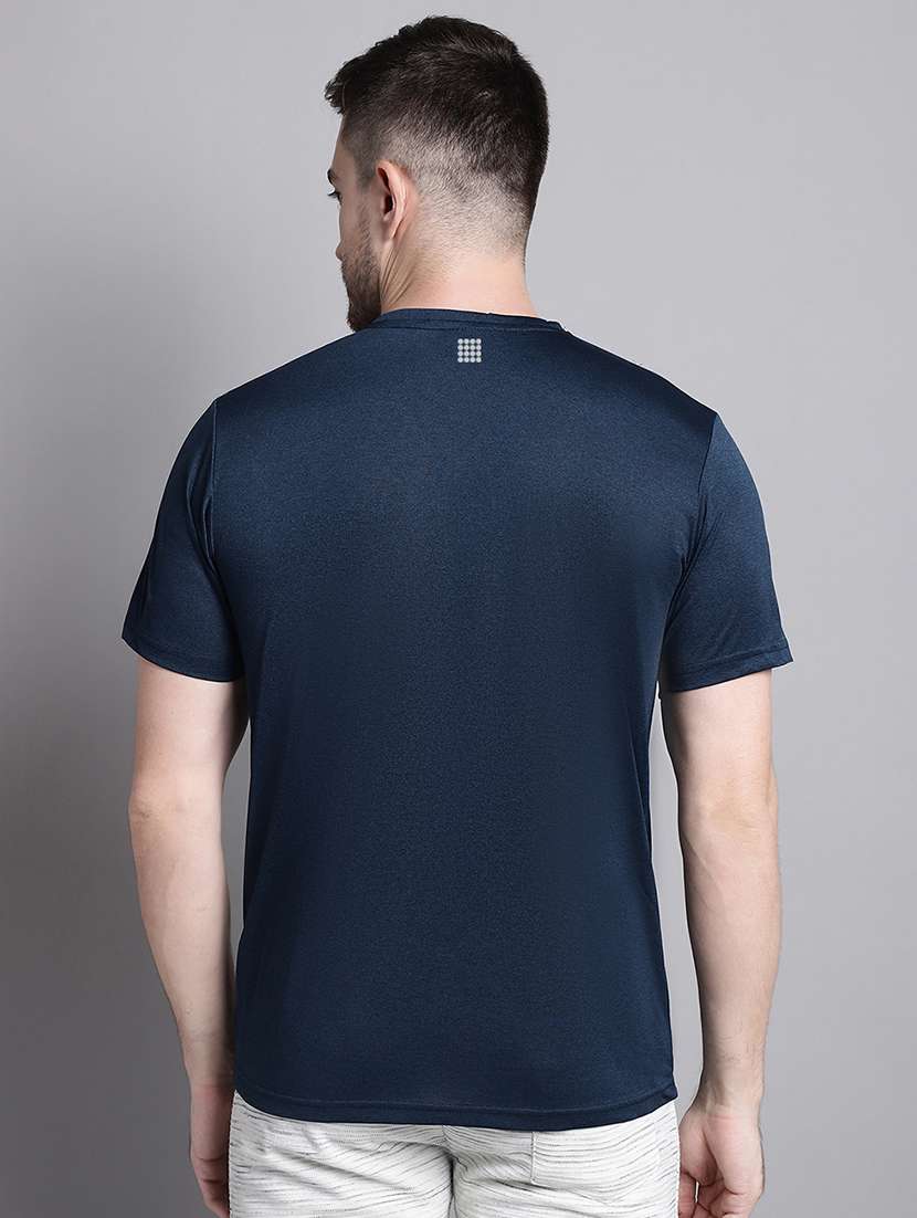 men navy blue slim fit v neck plain t-shirt - 20757343 - Standard Image - 2