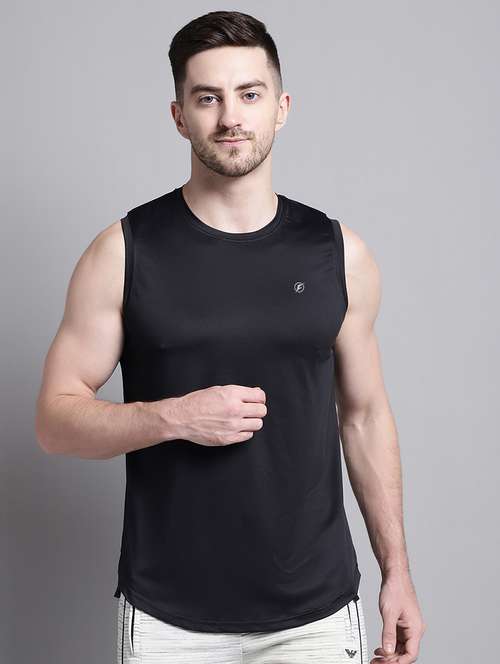 solid black sleeveless t-shirt - 20757354 - Standard Image - 0