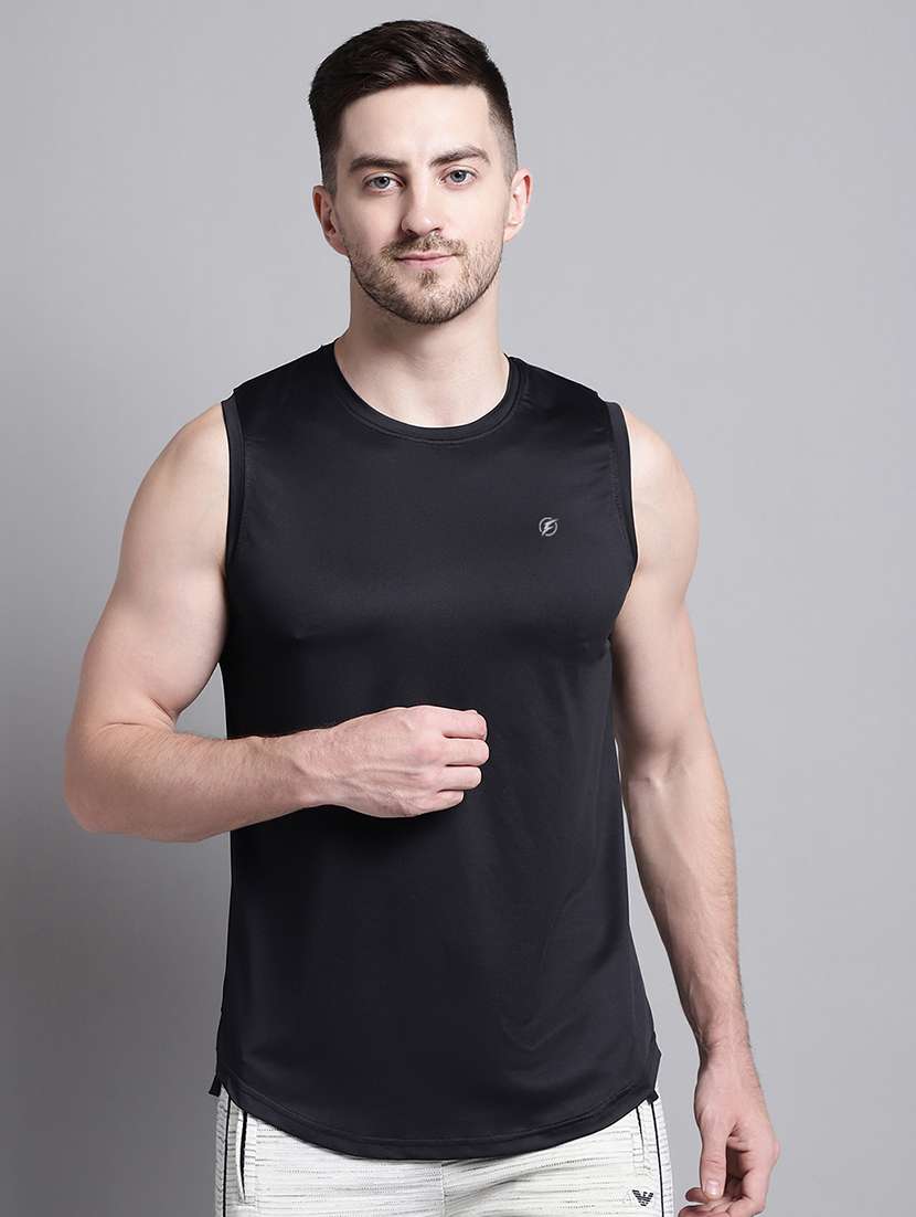 solid black sleeveless t-shirt - 20757354 - Zoom Image - 0