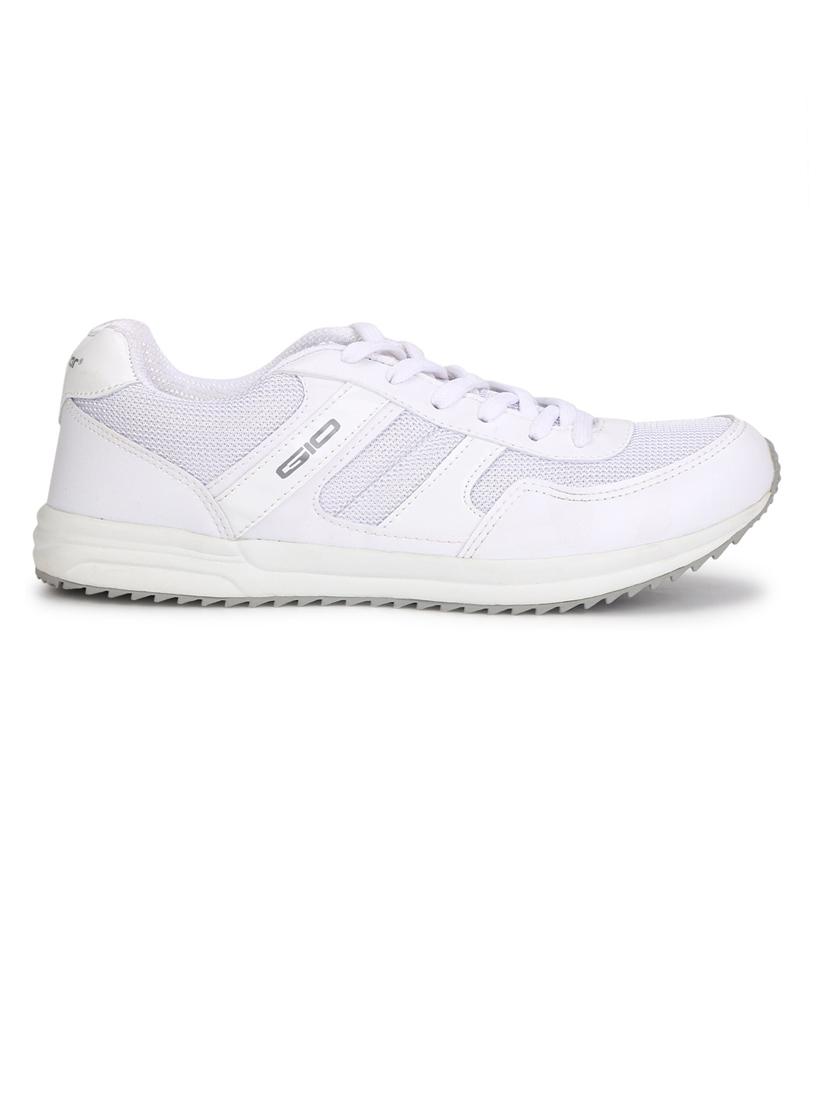 solid white lace up sport shoes - 20757454 - Standard Image - 2