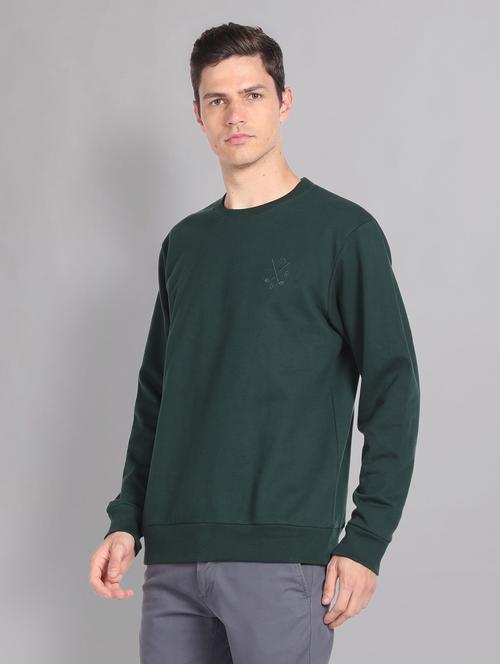 green plain round neck sweatshirt - 20757480 - Standard Image - 0