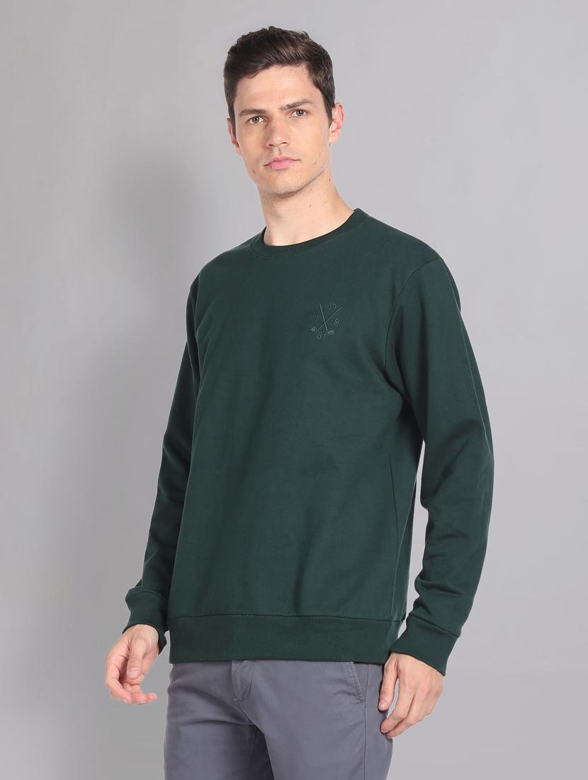 green plain round neck sweatshirt - 20757480 - Zoom Image - 0
