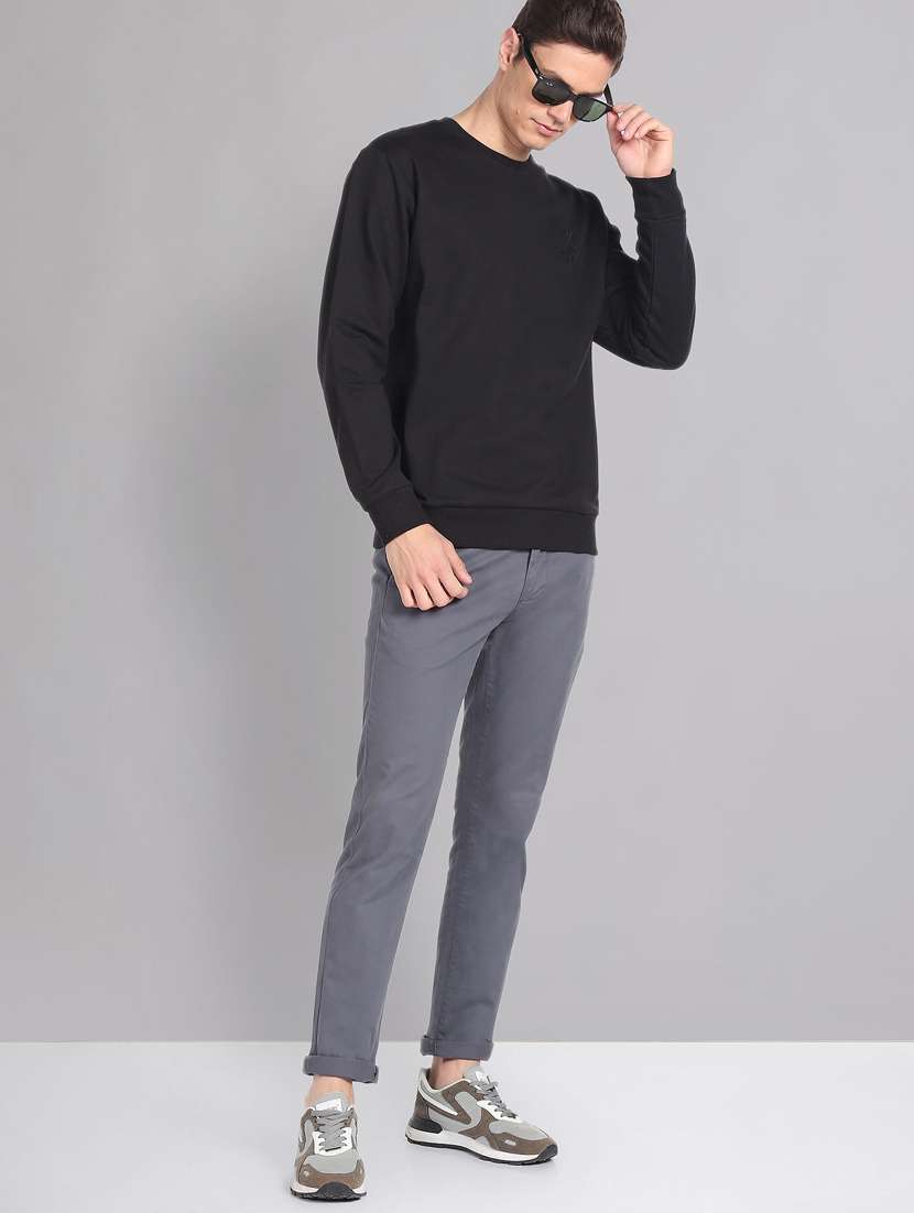 men long sleeves plain printed sweatshirt - 20757482 - Standard Image - 2