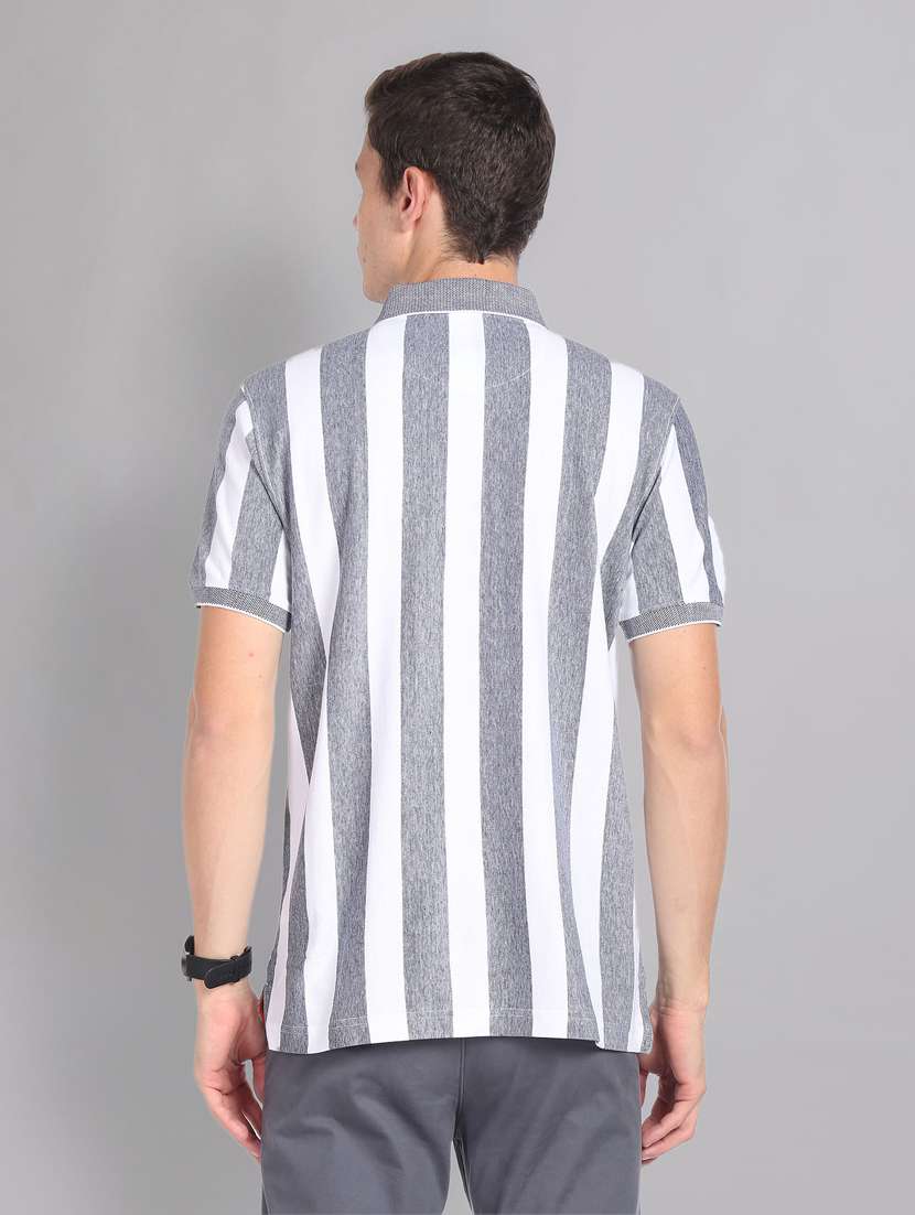 white & grey striped polo t-shirt - 20757487 -  Standard Image - 2