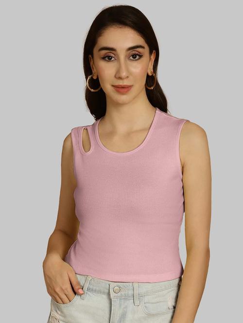 women solid sleeveless crop top - 20757507 - Standard Image - 0