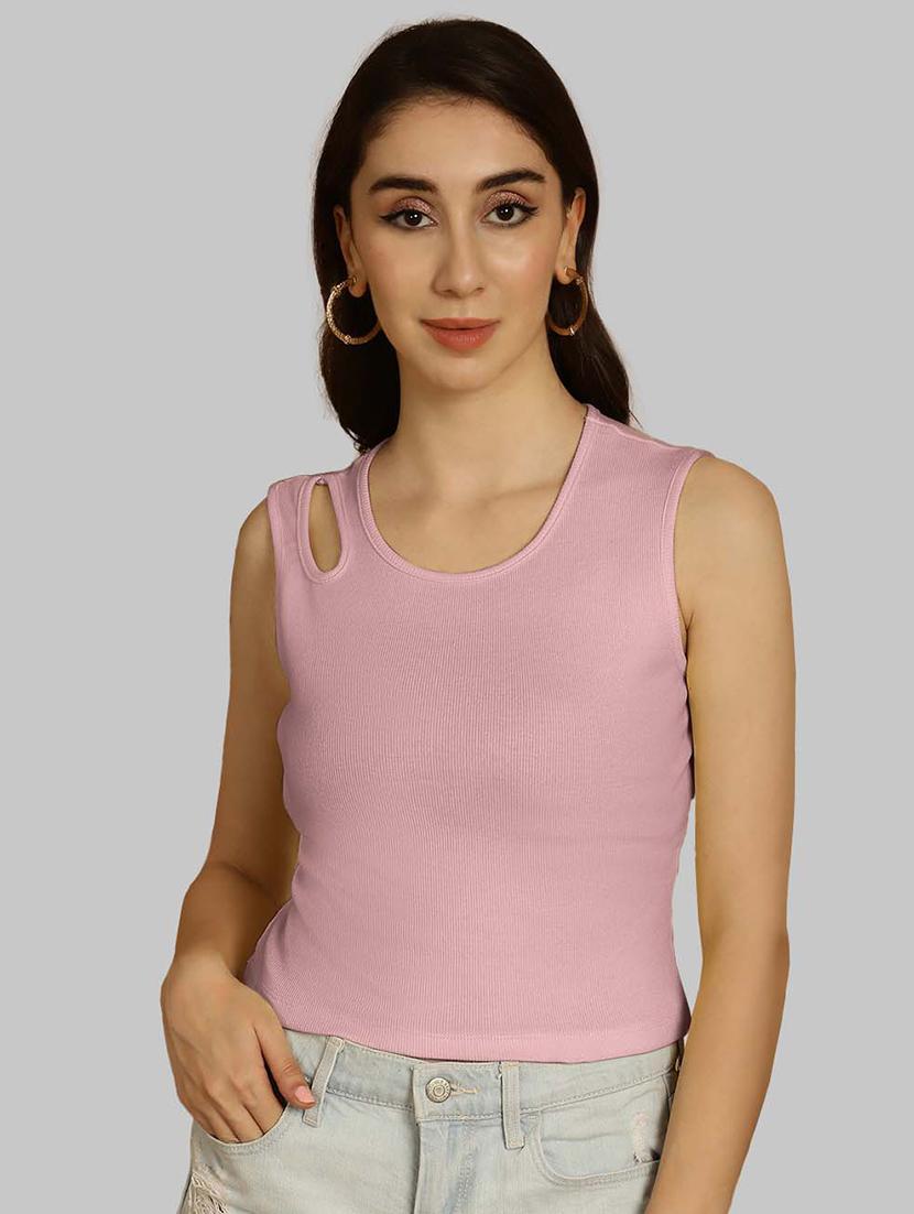 women solid sleeveless crop top - 20757507 - Zoom Image - 0
