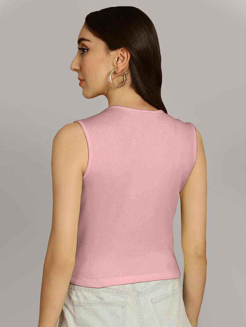 women solid sleeveless crop top - 20757507 - Standard Image - 2