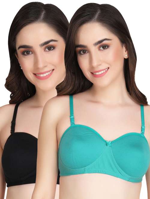 pack of 2 solid multi colored t-shirt bra