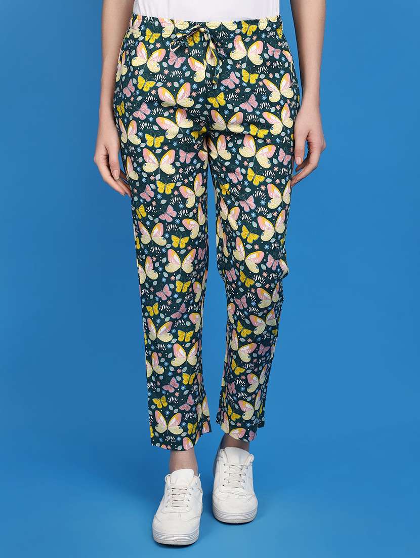 women mid-rise printed track pant